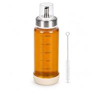Morvexa Huilier en Verre, 300 ml, avec Graduation, Brosse et Support | Borosilicate clair, cuisine et table, 1 x 300 ml, bec inox, capuchon, joint silicone, vinaigre, sauce soja, sirop