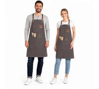 Morwealth Tablier de barbecue tablier en toile 68 x 85 cm avec bandoulière réglable tabliers de cuisine avec 3 poches tablier femme tablier homme pour le jardinage restaurant barbecue