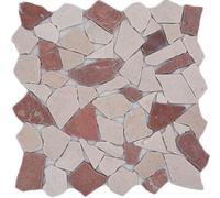 Mos44-1002_f Carrelage mosaïque en marbre Rouge beige cassé Ciot Rosso Verona Botticino