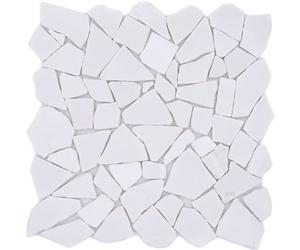 Mosaik MOS44-0102 Carreaux Mosaique Carrelage en Marbre Naturel Bruch Ciot Blanc