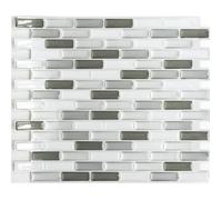 Mosaïque Autocollante - MOSANI - Vinyle Argenté Blanc Gris - Lot de 4 - 0,241 m² - Cuisine