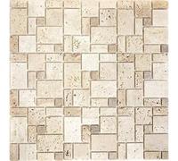 Mosaïque Carrelage - MOSANI - Travertin Beige - 0 09 m² - Antidérapant - Intérieur/Extérieur
