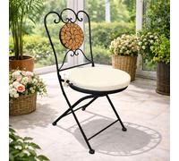 Mosaïque Chaise pliante Chaise de jardin Bistro Terracota avec coussin