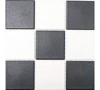 Mosaïque en céramique échiquier noir et blanc pour sol et mur - MOSANI MOS22-0304-R10