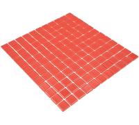 Mosaïque en verre carré cristal uni rouge translucide 3D, format de la pierre de mosaïque, format de la pierre de mosaïque : 25 x 25 x 4 mm, taille du tapis : 327 x 302 mm, 1 tapis