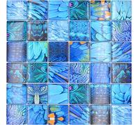 Mosaïque en verre Mosaïque - Combinaison forêt - Bleu turquoise - Miroir de cuisine MOS78-W78