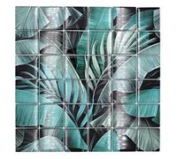 Mosaïque en verre - Motif forêt tropicale - Vert et noir - Aspect feuilles - Pour cuisine ou douche
