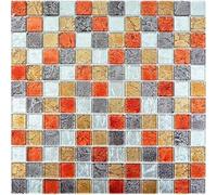 Mosaïque - MOSANI - MOS63-71739 - Verre Cristal Transparent - Or Argent Noir Rouge - 0,09 m²