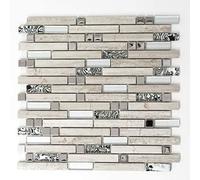 Mosaïque - MOSANI - MOS86-0108 - Pierre Naturelle - Inox - Blanc/Bois - 30x30 cm