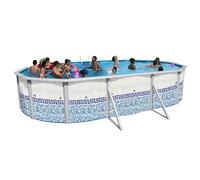 MOSAIQUE Piscine hors sol en acier ovale 640 x 366 x 120 (Kit complet piscine, Filtre, Skimmer et échelle)