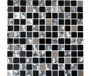 Mosaïque Transluzent MOS63-CM-426 Carrelage en acier inoxydable et verre Noir