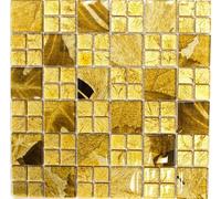 Mosaïque Transluzent MOS88-8DSG Carrelage en verre avec cristal Desert Doré