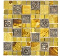Mosaïque transparente en or - Combinaison de mosaïque en verre - Cristal et résine - Ornement MOS88-0790