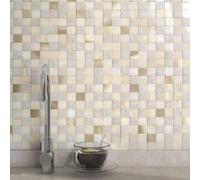 Mosaïques adhésives, couleur beige, 10 pièces, effet 3D