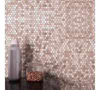 Mosaïques auto-adhésives, métal, hexagonales, couleur rose or, lot de 10 pièces