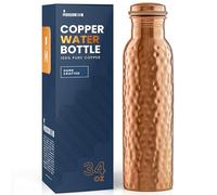 Moscow-Mix Bouteille d'eau en cuivre pur pour boire 100 ml - Bouteille d'eau en cuivre ayurvédique avec couvercle anti-fuite, bouteille d'eau potable 100 % cuivre - Bouteille d'eau en cuivre martelé