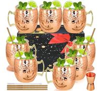 Moscow Mule Lot de 8 tasses avec doseur de 15 n acier inoxydable plaqué cuivre 540 ml Parfait pour les boissons froides