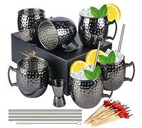 Moscow Mule Mugs- Lot de 6 tasses en acier inoxydable plaqué noir 510,3 g