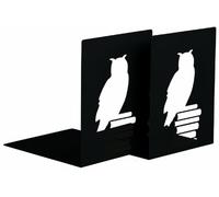 Moses 81644 Lot de 2 serre-livres libri_x en métal (Noir/motifs chouettes)