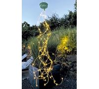 moses. Blatt & Blüte Guirlande lumineuse solaire à 100 LED blanc chaud sur fils de cuivre avec panneau solaire avec batterie et anse de suspension pour l'intérieur et l'extérieur
