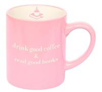 moses. libri_x Tasse Drink good coffee - Tasse en céramique avec gravure et motif de livre de qualité supérieure - Passe au lave-vaisselle et au micro-ondes - Rose poudré - 350 ml