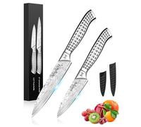 MOSFiATA Ensemble de couteaux 2 pièces, couteau universel professionnel 5 pouces et couteau à éplucher tranchant 3,5 pouces en acier inoxydable, idéal pour tous les travaux de cuisine, dans un coffre