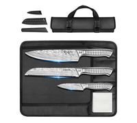 MOSFiATA Lot de 3 couteaux de cuisine en acier inoxydable outdoor avec étui, ensemble de couteaux de chef tranchants, fourreaux de couteaux, sac de transport Oxford - optimal pour les déplacements