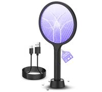Mosiller Tapette à mouches électrique 4000 V avec 1 800 mAh et deux modes, 2 en 1 rechargeable avec maille de sécurité à 3 couches pour intérieur, terrasse, camping, bureau (lot de 1)