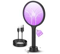 Mosiller Tapette à mouches électrique 4000 V avec 1 800 mAh et deux modes, 2 en 1 rechargeable avec maille de sécurité à 3 couches pour intérieur, terrasse, camping, bureau (lot de 1)