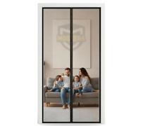 MOSKERA Moustiquaire de Porte Magnétique 80 x 210 cm Fibre de Verre Rideau Anti-Moustique Fermeture Automatique par Aimants Maille Ultra Fine Installation Sans Perçage avec Bande Adhésive, Noire