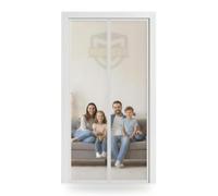 MOSKERA Moustiquaire de Porte Magnétique 90 x 210 cm Fibre de Verre Rideau Anti-Moustique Fermeture Automatique par Aimants Maille Ultra Fine Installation Sans Perçage avec Bande Adhésive, Blanche