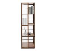 Moso Bibliothèque rotative à 360 degrés à 4 niveaux en bambou acrylique | Fonction de rotation à 360 degrés - Paroi centrale amovible - Design semi-ouvert en acrylique avec structure à rayures pour