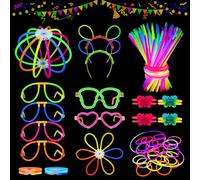 MOSSNDAR 232pcs Bracelet Fluorescent Lumineux avec Accessoire Fluo Soirée | Bâtons Lumineux,avec Connecteurs Faire des Lunettes Colliers Balles Boules,pour Décoration Anniversaire Nouvel An Halloween