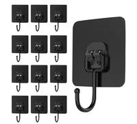 MOSTFUN 12 Pièces Crochet Adhésif, Crochets Adhesifs Noir Auto Adhesif 30 kg (max), Crochets Adhesif Mural Résistants Mmperméables Pour Chambre Salle de Bain Cuisine Plafond
