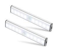 Moston Lot de 2 Lampes 10 LED, Sans Fil, Rechargeable par USB, Aimanté, Détecteur de Mouvement, 2 Modes d’Éclairage, Portable. Lumière de Placard, Baladeuse de Secours, Veilleuse Enfant, Appoint …