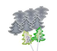 mostsom Lot de 2 moules à sucettes en silicone en forme de sapin de Noël pour enfants - Outils de décoration de gâteaux au chocolat - Outils de décoration - Moule à pâtisserie (B_ arbre de Noël)