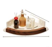 MoSundi Étagère d'angle de douche en bois sans perçage - Panier de rangement mural étanche pour salle de bain - Grande capacité - Noir - 30 cm (blanc à une seule couche)