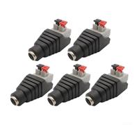 MoSundi Lot de 5 connecteurs d'alimentation CC sans vis pour bandes LED et caméras de vidéosurveillance - Adaptateur de borne basse tension 24 V 40 W - Noir - 5,5 x 2,1 mm (femelle)