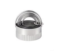 MoSundi Lot de 5 moules à biscuits ronds avec poignée en acier inoxydable | Design à bord plat, découpe, 5 formes incluses, finition argentée, pâtisserie de vacances