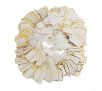 MoSundi Lot de 500 petites étiquettes de prix en papier inscriptibles avec cordon pour bijoux, montres et marchandises Doré 2,6 x 1,3 cm