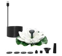 MoSundi Lotus Pompe de fontaine solaire flottante pour bassin extérieur - Décoration de jardin avec plusieurs buses (blanc)