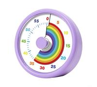 MoSundi Minuteur visuel pour enfants, compte à rebours de 60 minutes avec visage arc-en-ciel pour salle de ureau, cuisine, outil de gestion du temps, bleu (violet)