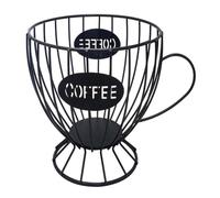 MoSundi Panier de rangement en métal pour capsules de café, 16 x 16 x 10,5 cm, 40 capsules, noir et doré, organiseur de cuisine ou de bureau, peut contenir des crèmes, des fruits et du sucre, noir