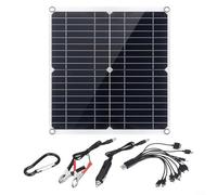 MoSundi Panneau solaire portable 50 W avec double sortie USB pour chargement de batterie 12 V, kit monocristallin compact pour camping-car, voiture, bateau, utilisation en extérieur