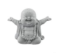 MoSundi Statue de Bouddha souriant - Décoration de jardin en résine imperméable - Ornements d'extérieur pour pelouse, parterres de fleurs - Ambiance paisible - 8,8 x 7 x 8,3 cm
