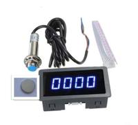 MoSundi Tachymètre numérique LED RPM avec capteur d'interrupteur à Hall NPN, affichage à 4 chiffres pour mesure du moteur, DC 8-24 V, vert (bleu)