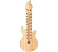 MoSundi Thermomètre hygromètre mural en bois avec échelle Celsius et Fahrenheit pour intérieur et extérieur, pin naturel ou bois de peuplier, taille 22,5 cm