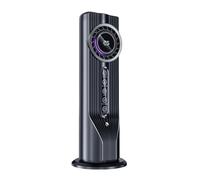 MoSundi Ventilateur tour sans pales avec lampe LED, refroidissement à 6 vitesses pour la maison et le bureau, design compact, minuterie 1-6h, ABS pour matériau, noir