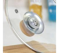 MoSundi Vis de rechange en acier inoxydable pour couvercle de casserole en | Dessus en bois naturel, base en bakélite résistante à la chaleur, empêche les brûlures, 5,7 cm de diamètre, facile à soulever