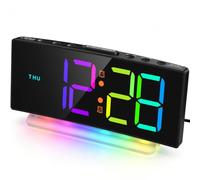 MOSUO Réveil Matin Numérique, Reveil Enfant LED Lumineux avec Veilleuse RVB | Deux Alarmes, , Luminosité et Volume Réglables, Snooze, 12/24H, Fonctionne Sur Secteur, pour Adultes Ado Fille Garçon